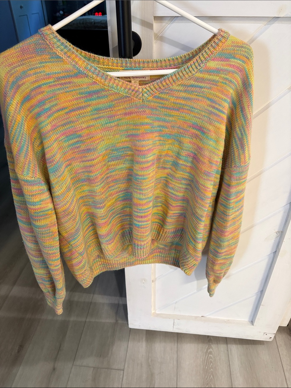 Ann Taylor Pastel Marled Crewneck Sweater in Yellow, Pink, Blue, Cream
